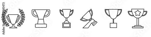 Adobe Illustrator ArtworkTrophy icon vector set. champions cup illustration sign collection. Wenner symbol. Win logo.