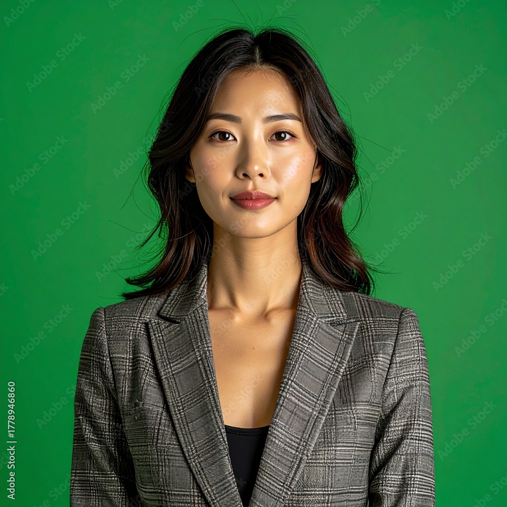 Obraz premium Portrait of a woman in a blazer against green screen