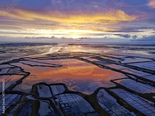 A view from above of the salted marshes of Guerande. Jully 27, 2018.