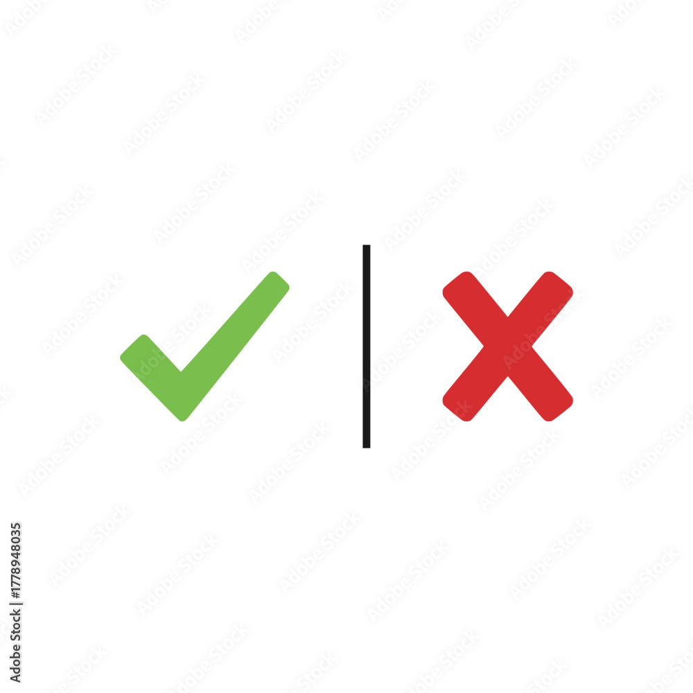 Obraz premium Right or Wrong Icon. Check mark and cross