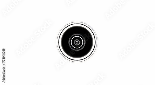 Abstract concentric circles vector illustration. Hypnotic tunnel and vortex graphic symbol. Minimalist black and white geometric design element
