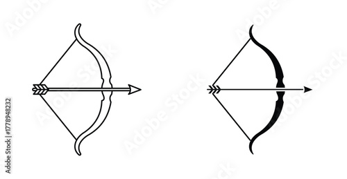 Archery icon. Line with editable stroke and flat for Web