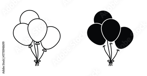 Balloon icon. Line with editable stroke and flat for Web