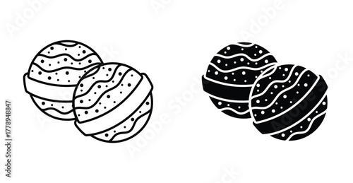 Bath salts bomb icon. Line with editable stroke and flat for Web