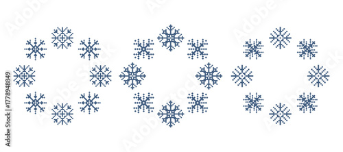 Traditional Blue Snowflake round frame vector illustration. Ideal for winter designs, holiday themes, and festive decoration projects.
