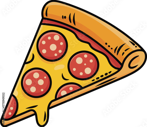 A slice of pepperoni pizza with melted cheese