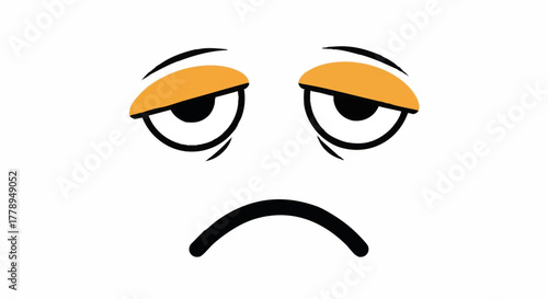 Sad and tired cartoon face icon. Simple flat vector illustration of a bored or unhappy emotion. Emoticon character isolated on a white background