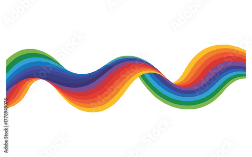 Vibrant rainbow wave with playful curves for creative design projects and joyful campaigns, perfect for adding a splash of color and positivity to your work