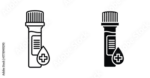 Blood test icon. Line with editable stroke and flat for Web