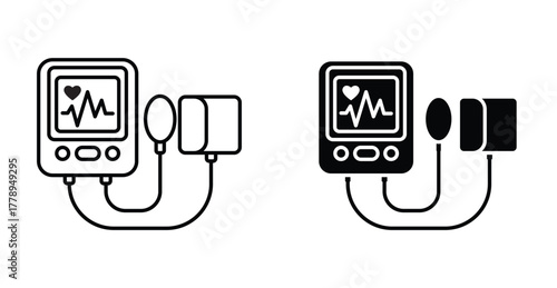 Blood pressure meter icon. Line with editable stroke and flat for Web