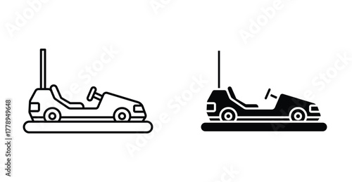 bumper car icon amusement fun ride symbol in black and white