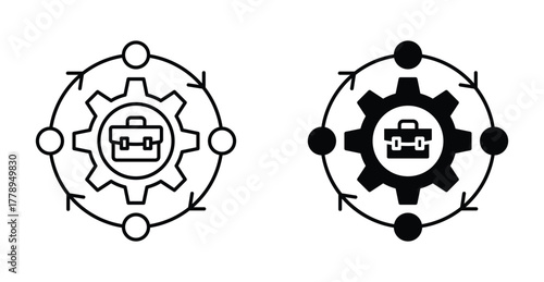 Business model icon. Line with editable stroke and flat for Web