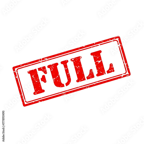 Red distressed stamp with the word full printed on it isolated on transparent background