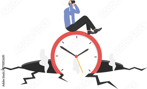 Work inefficiency, laziness employee in organization, procrastination, postpone tasks to do later, taking a nap during working hours concept,
