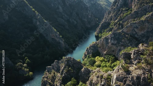 Drone footage of Matka Canyon, North Macedonia, beautiful nature, Europe, 4k