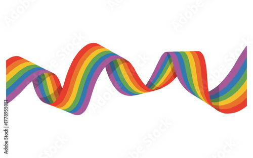 Colorful rainbow ribbon flowing with pride, perfect for vibrant celebrations and promoting inclusivity in your designs and marketing campaigns