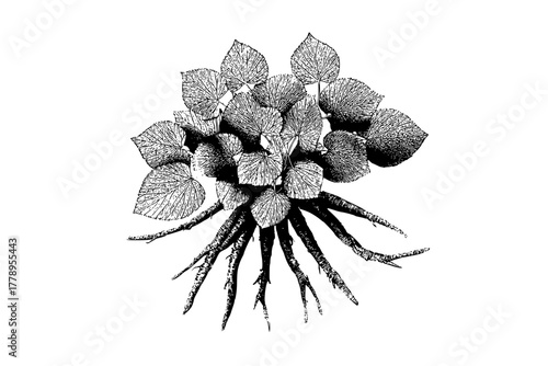 Ethereal Artistry: delicate arrangement alder leaves comfrey roots 2 | Clean, isolated vector art for creative projects.