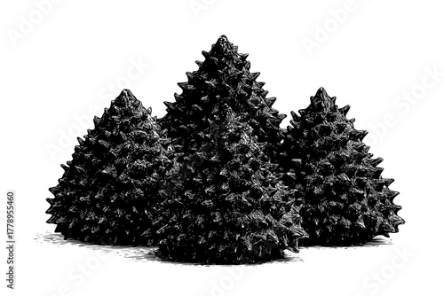 Evergreen Trees: Symphony Green Black White | Clean, isolated vector art for creative projects.