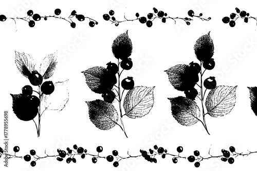 Nature's Palette: Vintage Bouquet Berries Blossoms | Clean, isolated vector art for creative projects.