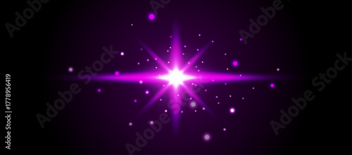 Sparkling Shining Pink Star, Starlight, Light Effect, Glowing Bokeh, Shimmer Effect, Pink Dust, Festive Background, Explosion, Vector