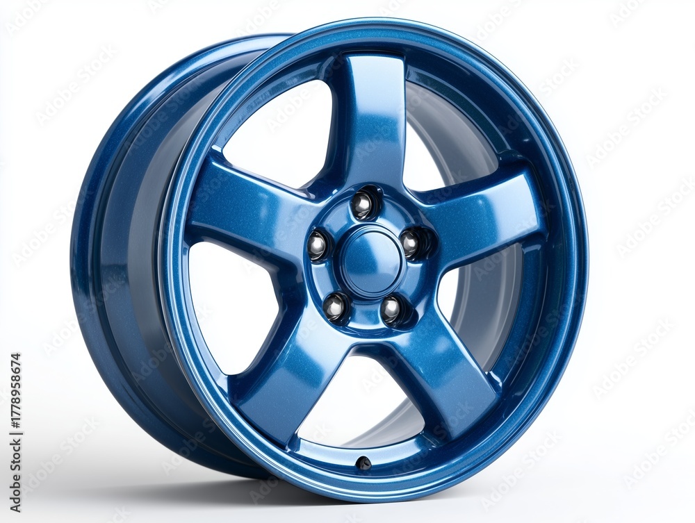 Obraz premium A blue wheel on a white background