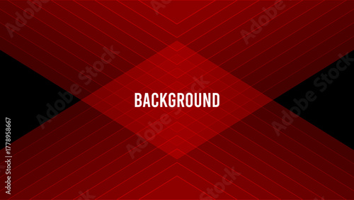 Black abstract background with red triangular pattern, rhombus shape, modern geometric texture, diagonal rays and angles