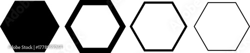 Hexagon vector icons. Set of geometric shapes isolated outline
