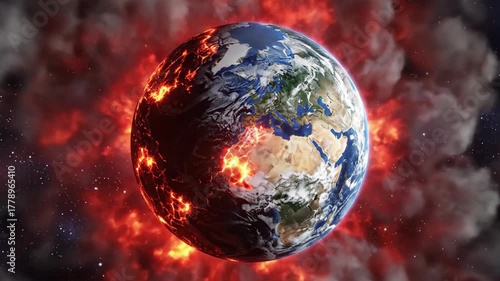 Planet sphere illuminated against deep space star field