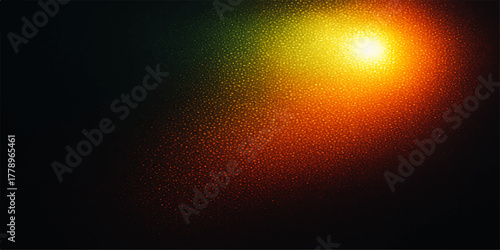 Abstract background with a bright glowing light source and a spectrum of warm colors