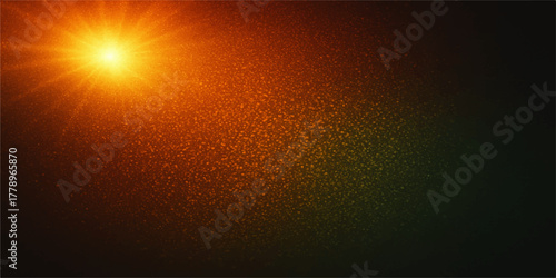 Bright orange sunburst with lens flare and subtle textured background creating a warm and energetic atmosphere