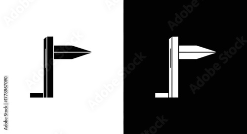 A minimalist black and white icon of a pushpin or thumbtack with a sharp point for marking locations.