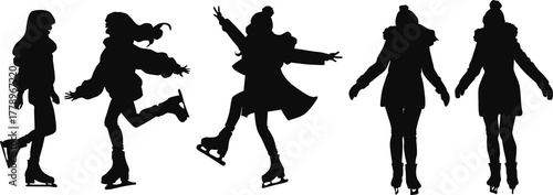 スケートをする女性のイラスト