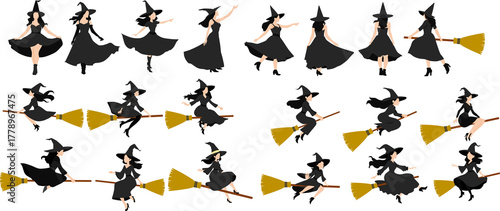 魔女のイラスト(ハロウィーン)シルエット	