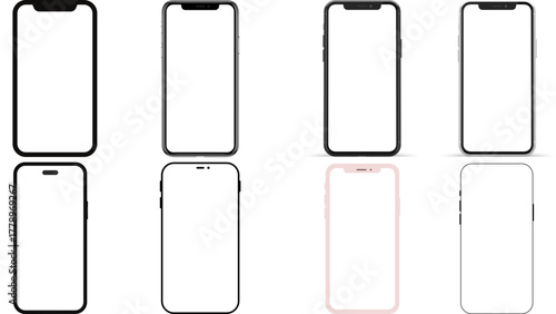 Smartphone mockup template for app ui design and website presentation with mobile phone device vector set