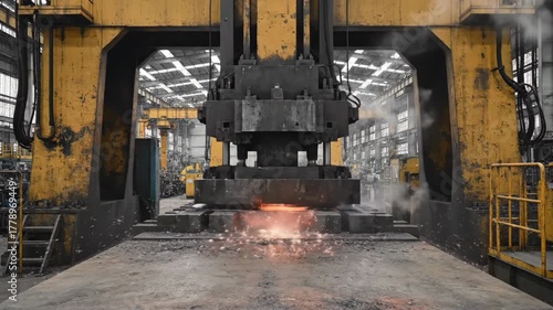 Massive industrial forging press inside production facility
