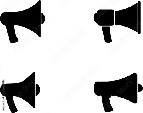 Megaphone set vector art, megaphone art, megaphone silhouette, megaphone vector illustration