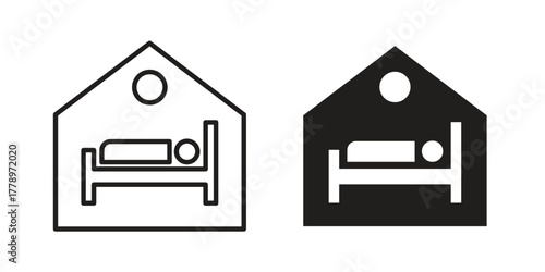 Accommodation icon doodle set. editable outline stroke vector eps