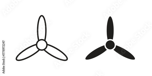 Airscrew icon doodle set. editable outline stroke vector eps