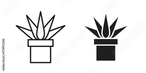Aloe vera icon doodle set. editable outline stroke vector eps