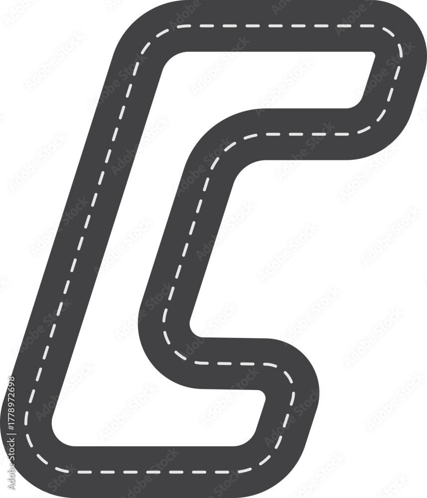 Fototapeta premium Race Track in Letter C Shape, Road Track