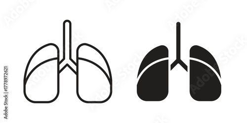 Asthma icon doodle set. editable outline stroke vector eps