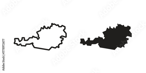 Austria icon doodle set. editable outline stroke vector eps