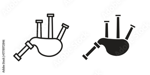 Bagpipes icon doodle set. editable outline stroke vector eps