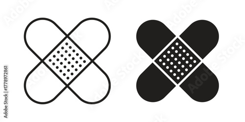 Band aid icon doodle set. editable outline stroke vector eps