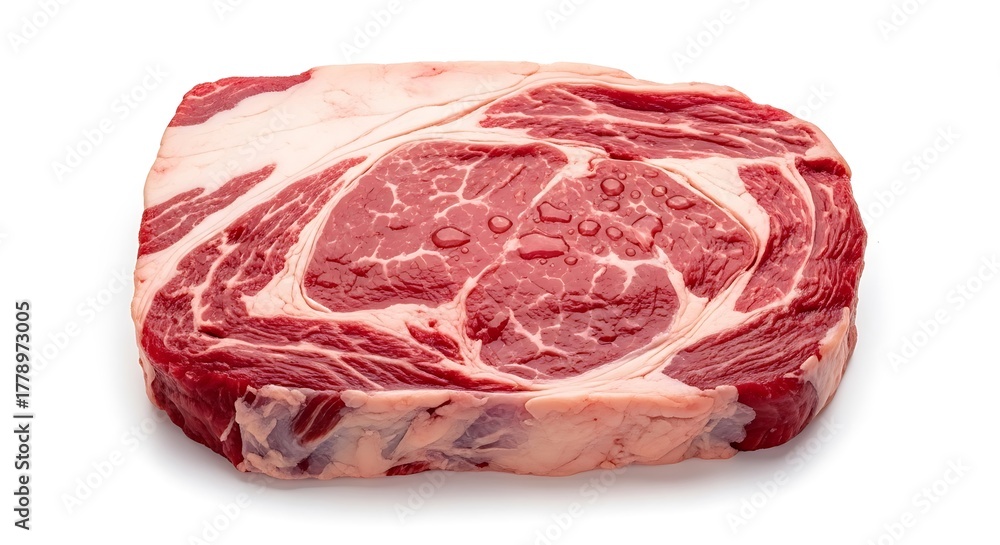 Fototapeta premium Raw marbled ribeye steak isolated on white background