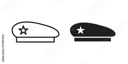 Beret icon doodle set. editable outline stroke vector eps