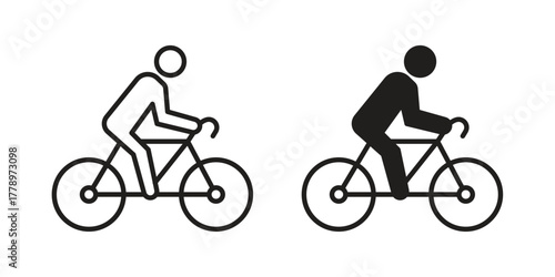 Bicycle rider icon doodle set. editable outline stroke vector eps