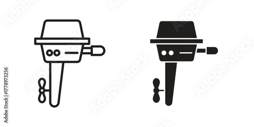 Boat Engine icon doodle set. editable outline stroke vector eps