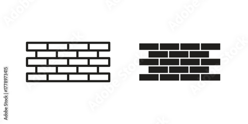Brickwork icon doodle set. editable outline stroke vector eps