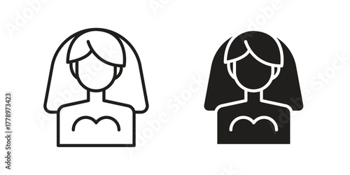 Bride icon doodle set. editable outline stroke vector eps